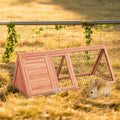 Wooden Rabbit Run Cage Outdoor,A-Frame Bunny Playpen House Indoor,Small Bunny Hutch with Ventilating Wire Fence for Puppy Rabbits (Wood)