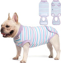 cyeollo Recovery Suit for Dogs Surgery Suit Female Spay Soft Pet Onesie Bodysuit Male Dog Neuter, Small Dogs Surgical Recovery Shirt, Striped, L