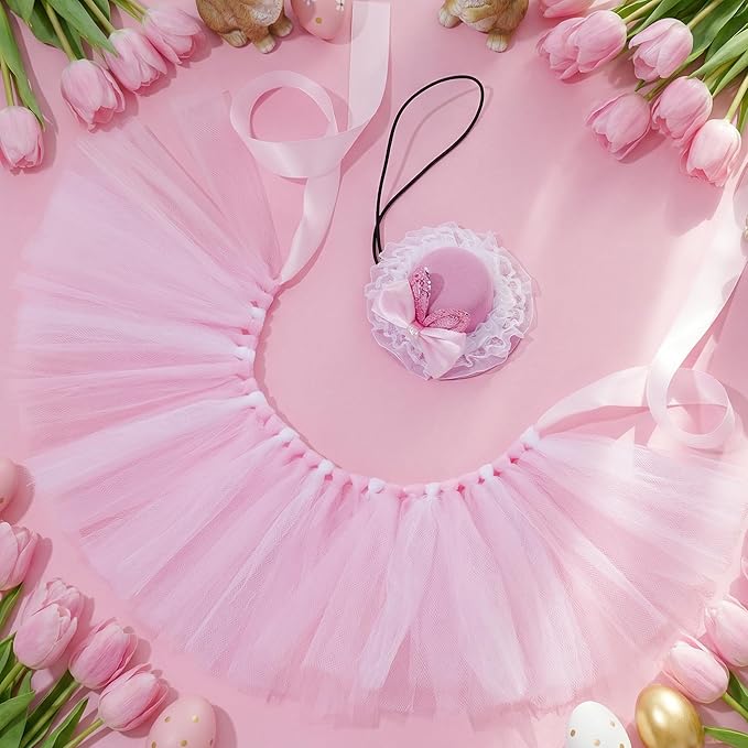 2 Pcs Easter Costume Set for Pet Rabbit Ear Hat Puppy Tutu Skirt for Small Dog Cat Party Dress Accessories Supplies