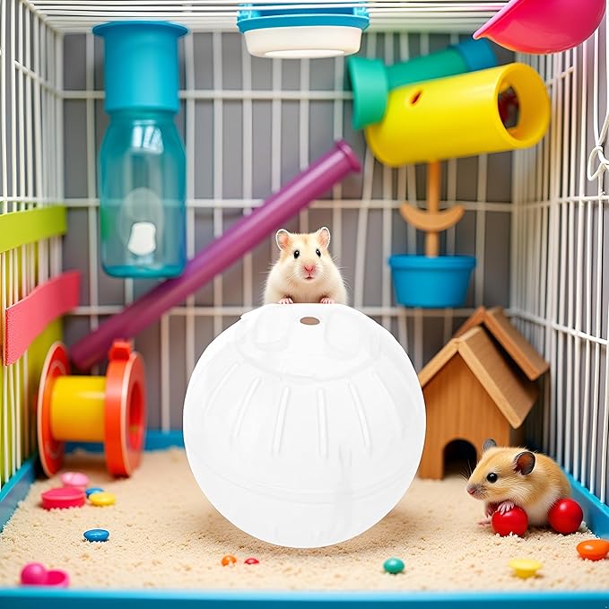 1Pc Silent Exercise Ball Plastic Spinner Hamster Running for Sugar Gliders Mice Gerbils Small Animal Exercise Wheels Multiple Colors Hamster Exercise Ball，Animal Health Supplie（White）