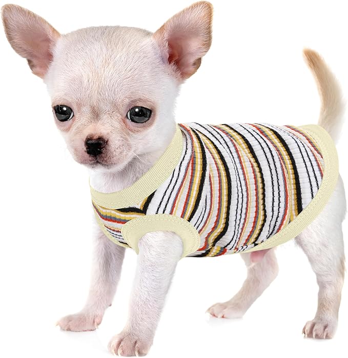 Elevate Your Pet's Comfort and Fashion: Premium 100% Cotton Rib Dog Shirt Vest for Small Breeds Like Chihuahuas, Yorkies, and Puppies .Year-Round Style with Tank-Style Puppy Attire White XX-Large
