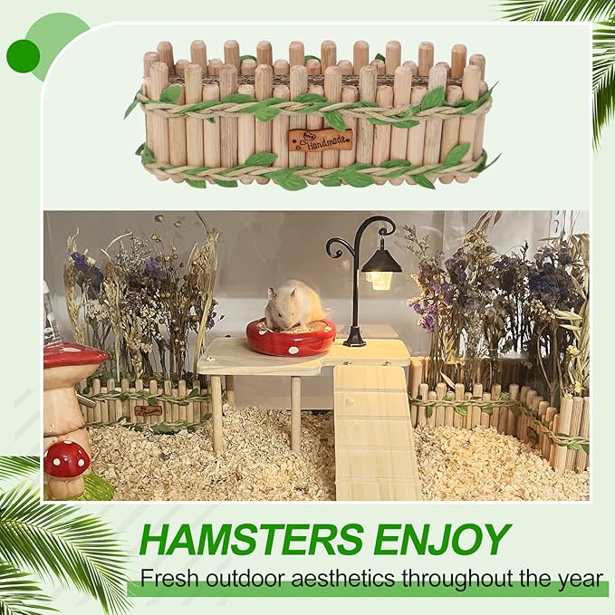 Hamster Cage Sprays Flower Foraging Holder - Natural Wood Feeding Stand, Small Pet Habitat Accessories for Hamsters Mouse Guinea Pig Dwarf Gerbils Syrian Mice (Leaf - Rectangle)