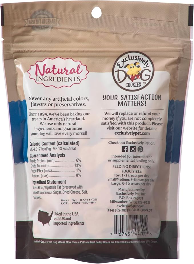 Exclusively Dog Best Buddy Bones Training Treats for Dogs and Puppies - All Natural, Baked in The USA, Ideal for Training & Agility, No Animal Byproducts - Cheese Flavor, 5.5oz Resealable Bag