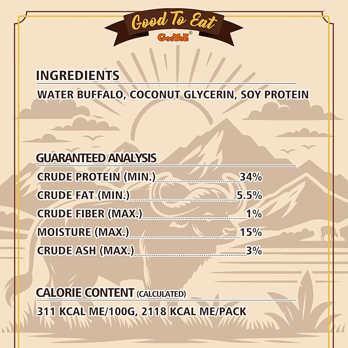 Gootoe Buffalo Dog Treats, Natural Low-Fat Chews for Training & Rewards, Limited Ingredient, Puppy Treats for Small Dogs & Puppies, Resealable Bag, Buffalo Bites Bone Shaped, 1.5 lb (Pack of 3)