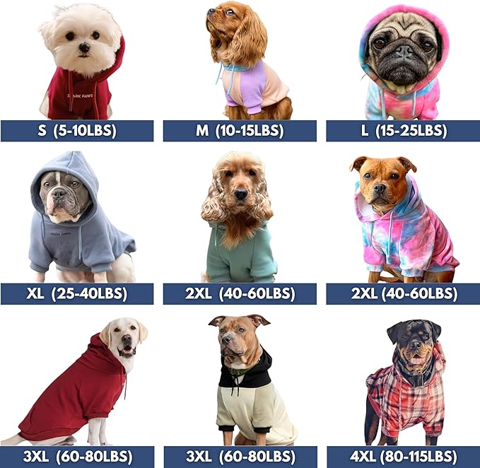 Spark Paws Dog Hoodie – Premium Dog Sweater for Small, Medium, and Large Dogs | Warm Outfits for French Bulldogs, Pitbull, Puppy, Winter Jacket Alternative - Rock and Roll - M