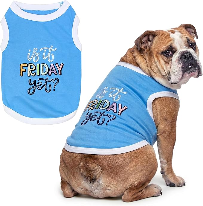 Parisian Pet Dog Shirt – 100% Cotton Shirts for Large Dogs – Sleeveless Puppy Vest – Lightweight and Breathable Pet Apparel – Pullover Summer Blue Dog Clothes - Stretchy Funny T Shirts for Dogs