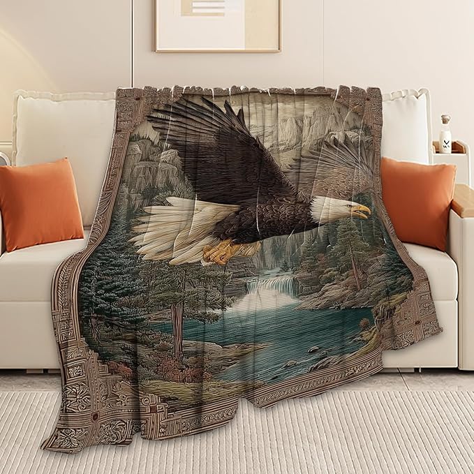 Bald Eagle Throw Blanket Eagle Stuff Gifts for Kids Girls Boys Adults Women Men Soft Cozy Warm Plush Fluffy Fuzzy Fleece Blanket Decor 50''X60''