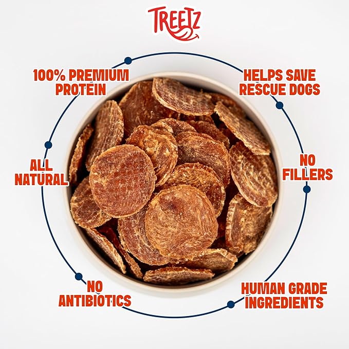 TREETZ Duck Chips Dog Treats, Human-Grade, Natural Lean Meat, Easy to Digest, Soft Texture, No Fillers or Artificial Ingredients, Great for Training, 12 oz Bag (12 Ounce (Pack 1), Duck)