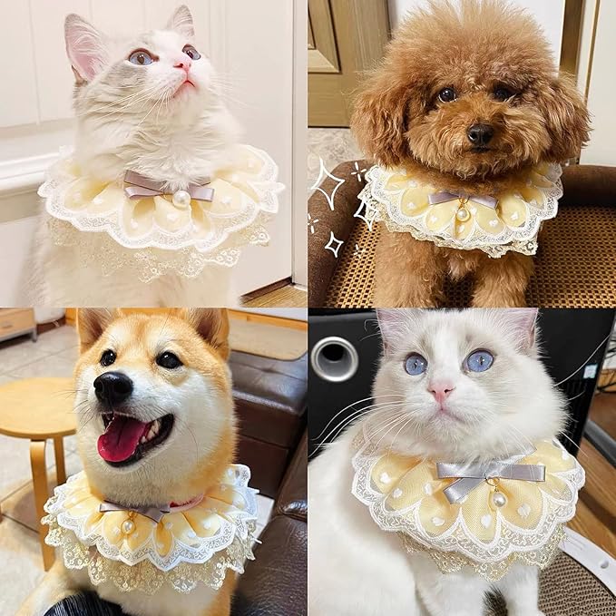 Pet Costume for Cat Dog Lace Princess Saliva Towel Bib Scarf Holiday Dress-Up Accessories for Cats Small Do