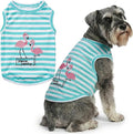 Parisian Pet Flamingo Dog Shirt – 100% Cotton Striped Shirts for Large Dogs – Sleeveless Puppy Vest – Lightweight and Breathable Pet Apparel – Pullover Summer Dog Clothes - Stretchy T Shirts for Dogs