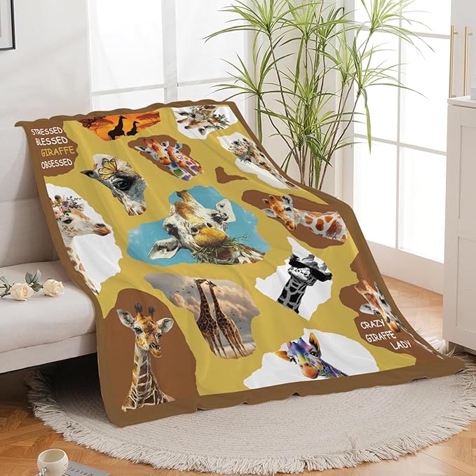 Giraffe Throw Blanket Giraffe Stuff Gifts for Kids Girls Boys Adults Women Men Soft Cozy Warm Plush Fluffy Fuzzy Fleece Blanket Decor 40''X50''