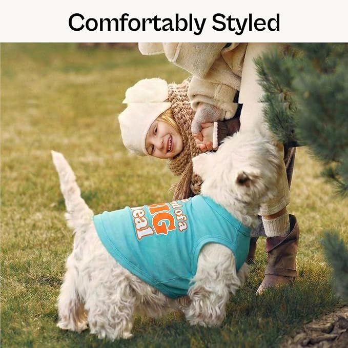 Parisian Pet Dog Shirt – 100% Cotton Shirts for Medium Dogs – Sleeveless Big Deal Pet Vest – Lightweight and Breathable Dogs Apparel – Cute Summer Dog Clothes - Stretchy T Shirts for Pets