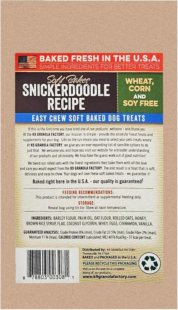K9 Granola Factory Snicker Dog Treat, 12 Oz