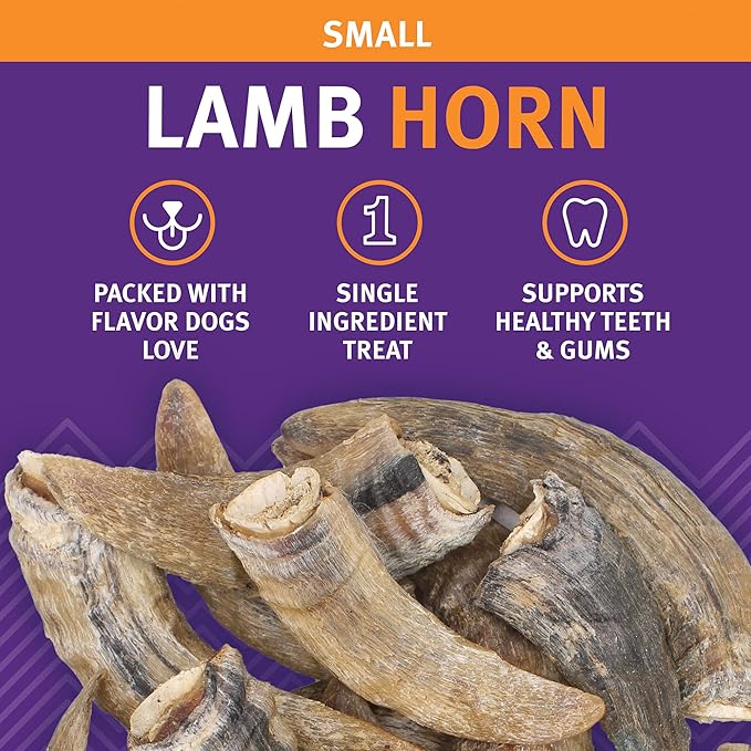 Icelandic+ Lamb Horn with Marrow - Small - 4-5.5" Dog Chew, Long-Lasting Treat, Puppy-Small Dogs, Keratin, All-Natural, Pet Snack, Edible & Digestible