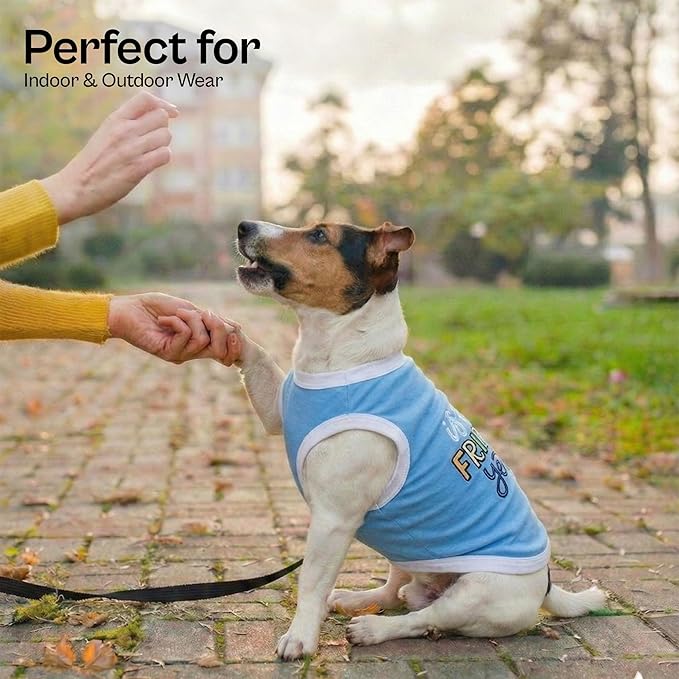 Parisian Pet Dog Shirt – 100% Cotton Shirts for Large Dogs – Sleeveless Puppy Vest – Lightweight and Breathable Pet Apparel – Pullover Summer Blue Dog Clothes - Stretchy Funny T Shirts for Dogs