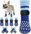 Kuoser Dog Socks, Non-Slip Dog Grip Sock for Hardwood Floors, No Twist Dog Boots & Paw Protectors 4 Pcs Anti-Scratch Hot Pavement Winter Snow Socks for Small Medium Large Senior Dogs, Blue M