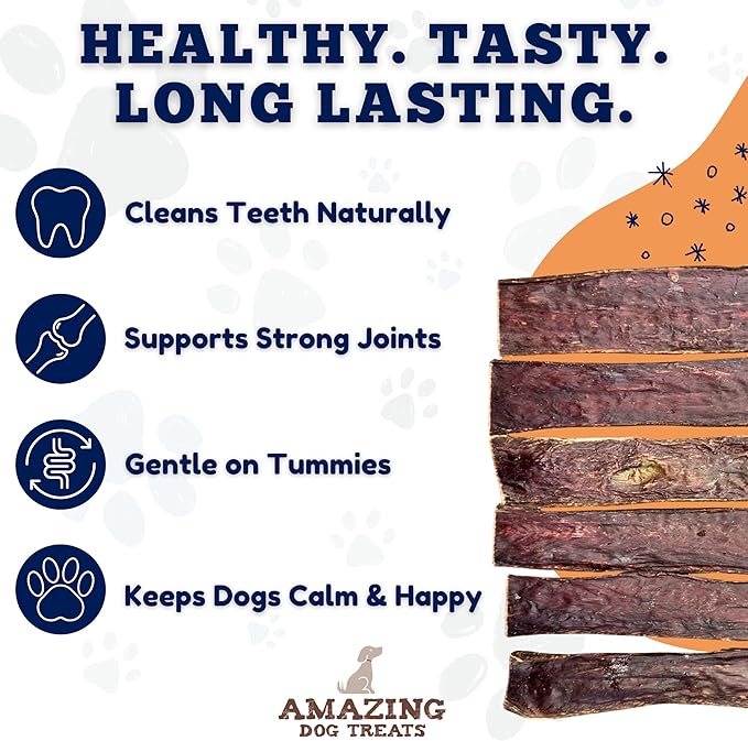 Amazing Dog Treats - Beef Esophagus Jerky for Dogs (10-12 Inch - 30 Pc/Pack) - Gullet Dog Chews