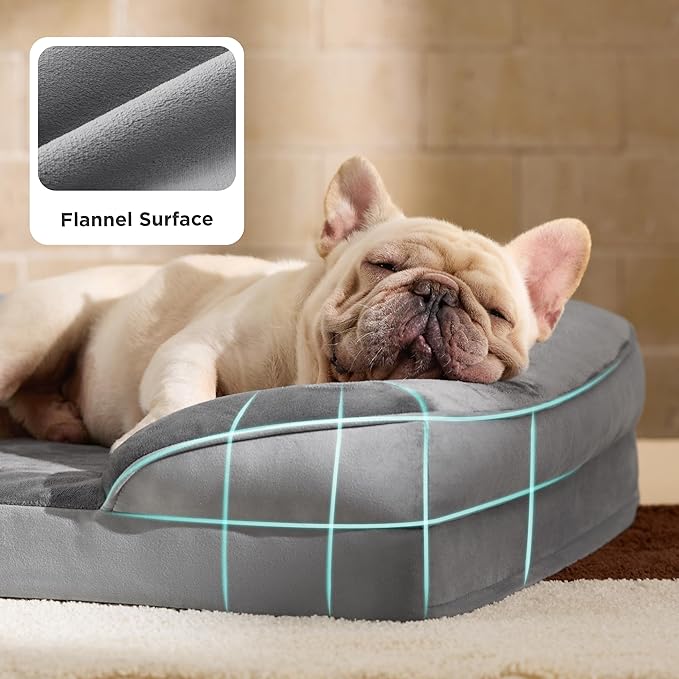 Bedsure Orthopedic Dog Bed for Medium Dogs - Waterproof Dog Sofa Beds Medium, Supportive Foam Pet Couch Bed with Removable Washable Cover, Waterproof Lining and Nonskid Bottom, Light Grey
