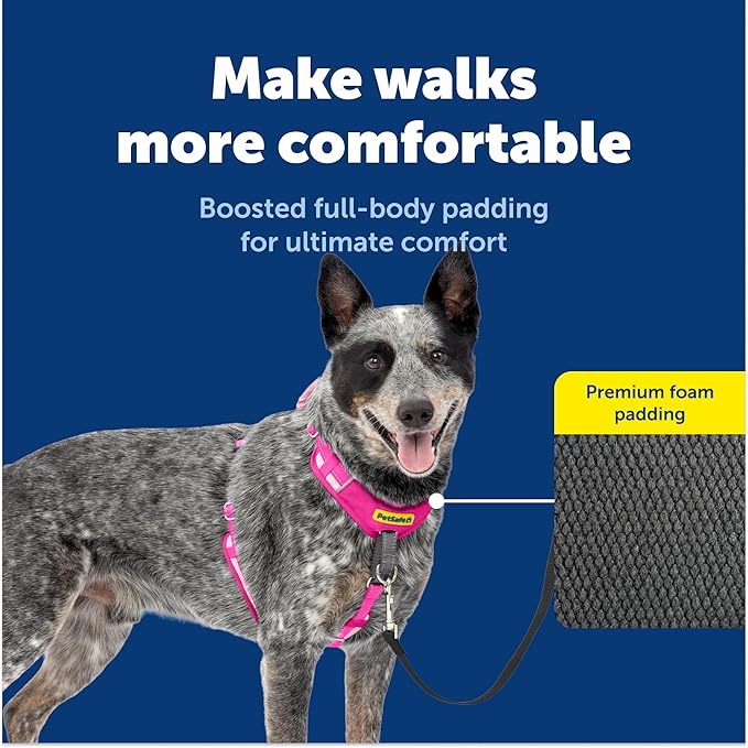 PetSafe Easy Walk Comfort No-Pull Dog Harness Full-Body Padding - Better Walks on the First Use - 5 Points of Adjustment Medium/Large, Pink