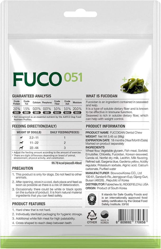 Fucoidan Functional Supplement Chew for Dogs - Immune System & Digestive Health Booster with Seaweed Superfoods Treats