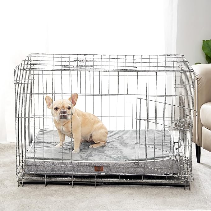 EHEYCIGA Orthopedic Dog Bed Waterproof 30"x20", Memory Foam Pet Bed for Medium Dogs, Washable Pet Mat with Removable Cover, Grey