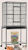 64" Extra Large Wrought Iron Chewproof 4-Levels Tight 1/2-inch Bar Spacing Ferret Squirrel Chinchilla Sugar Glider Rats Mice Cage with Detachable Rolling Stand