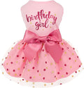 Fitwarm Birthday Girl Dog Tulle Dress, Dog Clothes for Small Dogs Girl, Cat Apparel, Pink, Small