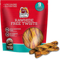 Country Kitchen Rawhide Free Beef Twists Dog Chews, Made with Real Beef, Highly Digestible, Gluten Free, 9 Count