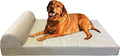Dogbed4less Premium Head Rest Pillow Orthopedic Gel Cooling Memory Foam Dog Bed, Waterproof Liner with Microsuede Khaki Pet Bed Cover, Jumbo 55X47 Inches