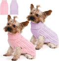 2 Pack Dog Sweaters for Small Dogs Winter Turtleneck Pullover Cable Knit Fleece Stretch Puppy Doggie Chihuahua Toy Poodle Yorkie Pomeranian Boy Girl Pet Clothes (XS, Pink & Purple)