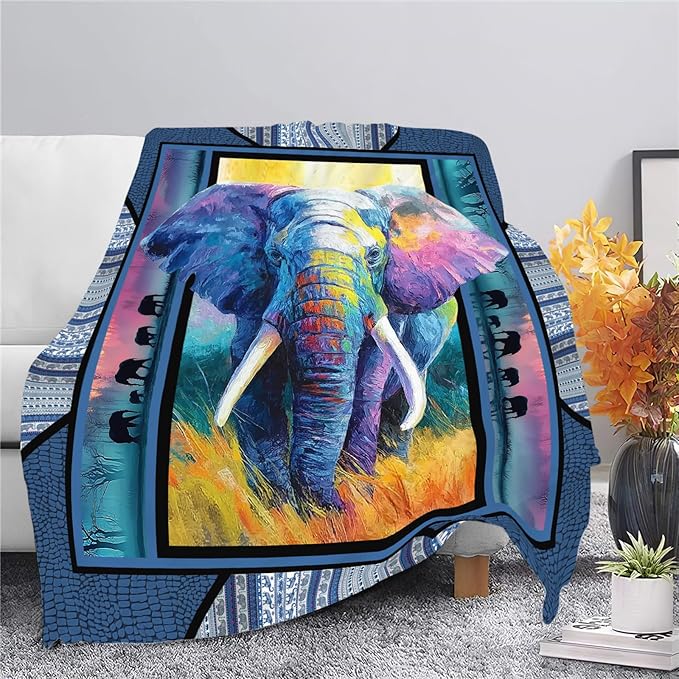 Elephant Throw Blanket Elephant Stuff Gifts for Kids Girls Boys Adults Women Men Soft Cozy Warm Plush Fluffy Fuzzy Fleece Blanket Decor 40''X50''