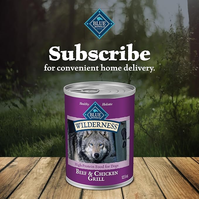 Blue Buffalo Wilderness Adult Wet Dog Food,High-Protein & Grain-Free,Made with Natural Ingredients,Beef & Chicken Grill,12.5-oz Cans,(Pack of 24)