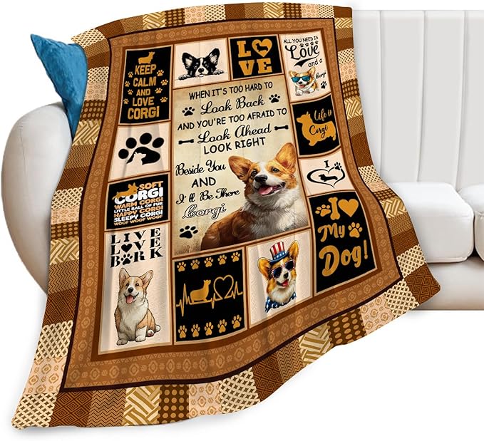 Corgi Throw Blanket Corgi Puppy Stuff Gifts for Dog Lover Kids Girls Boys Adults Women Men Soft Cozy Warm Plush Fluffy Fuzzy Fleece Blanket Decor 50''X60''