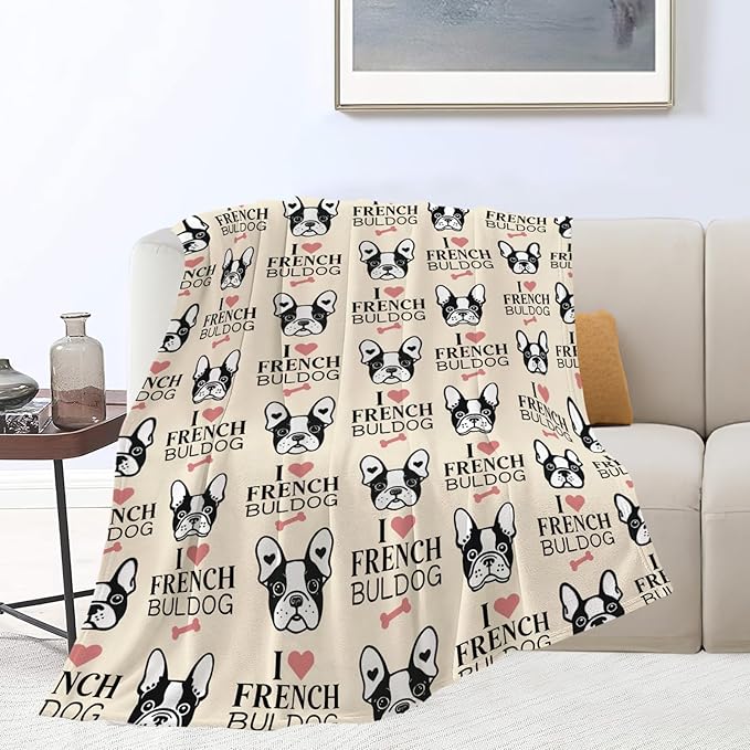 Boston Terrier Throw Blanket French Bulldog Frenchie Puppy Stuff Gifts for Dog Lover Kids Girls Boys Adults Women Men Soft Cozy Warm Plush Fluffy Fuzzy Fleece Blanket Decor 50''X60''