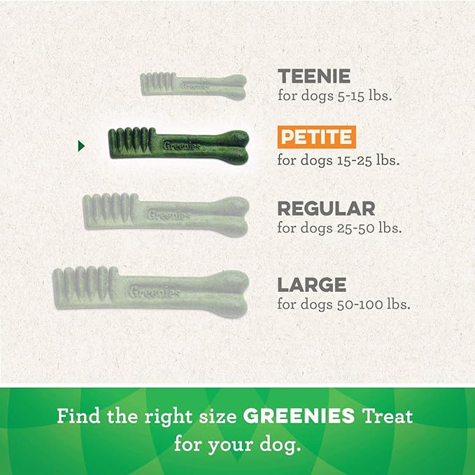 Greenies Veterinarian-Recommended Adult Natural Dental Dog Treats Petite Size, Original Flavor, 18 oz. Pack, 30 Count