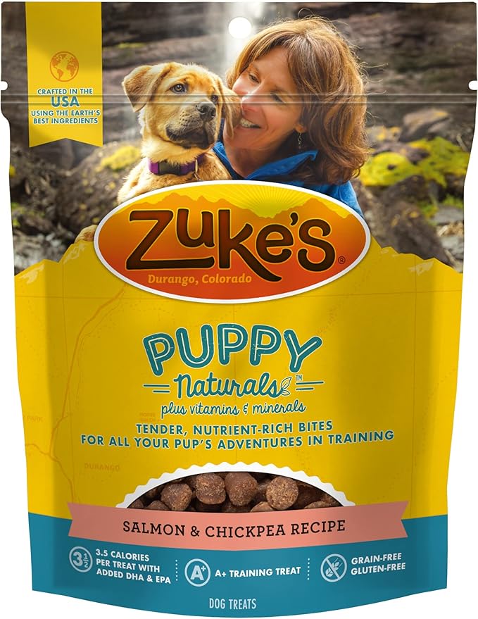 Zuke's Puppy Naturals Dog Treats Salmon & Chickpea, 5 Ounce (Pack of 3)