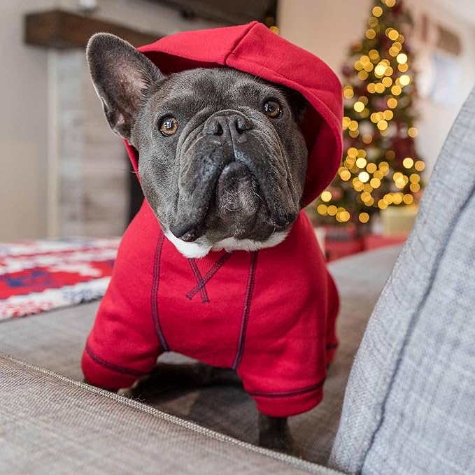 Blueberry Pet Essentials Dog Hoodie – 26 inch, Cotton‑Blend Sweatshirt with Hood, Red, Machine‑Washable Small‑Dog Jersey