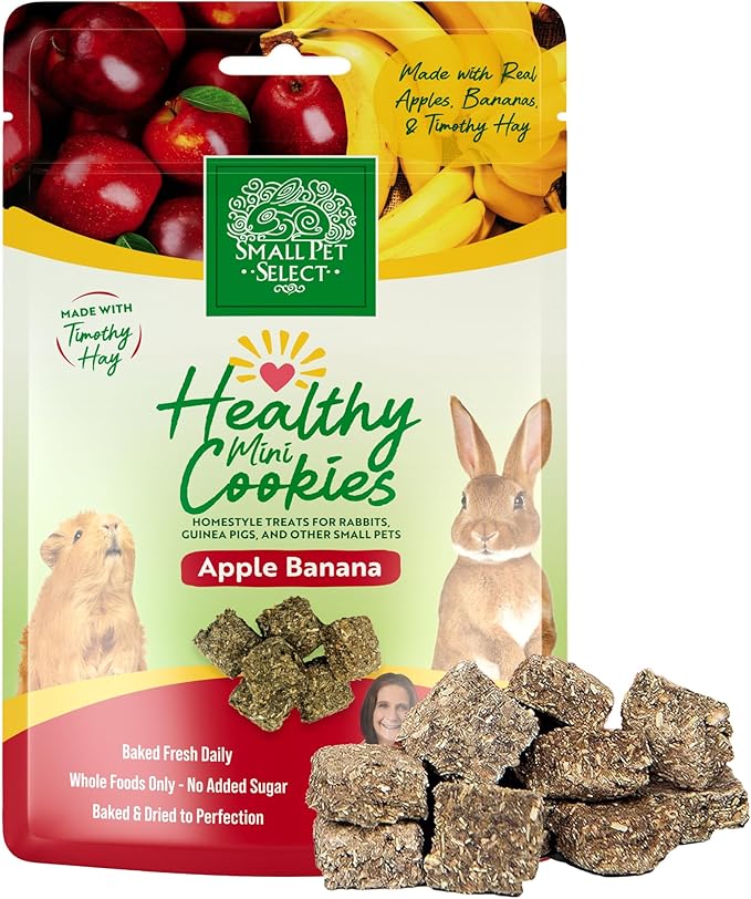 Small Pet Select Healthy Snacker Apple Banana, Treats for Rabbit, Guinea Pig, Bunny, Other Small Pets, Made with Real Fruit, Veggies, and Timothy Hay, 2oz