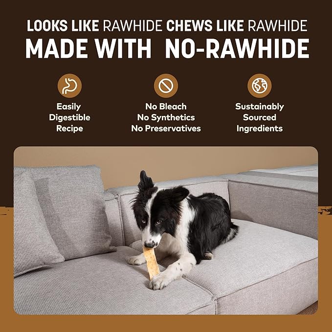 Earth Animal No Hide Strips - Natural Rawhide Free Dog Chew Strips, Venison - 16 Count (Pack of 4)