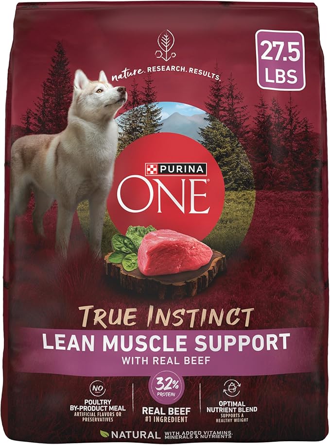 Purina One True Instinct Lean Muscle Support With Real Beef Natural With Added Vitamins, Minerals and Nutrients High Protein Dog Food - 27.5 lb. Bag