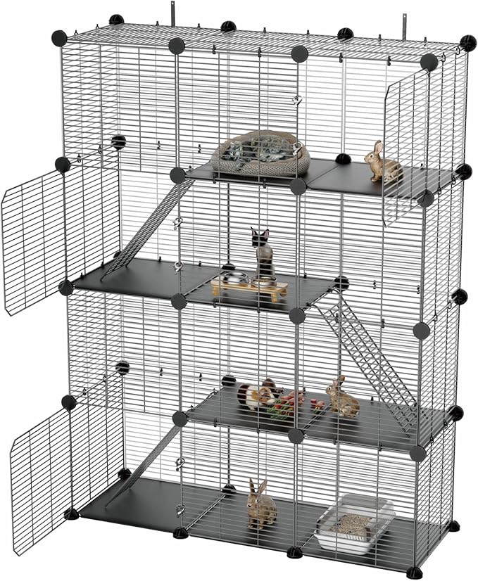 STILLCOVE Cat Cage Indoor, Big Wire Cat Cage Kennels Enclosures DIY Playpen Crates, Pet Pen C&C Cage for Multiple Cats Kittens Rabbits Bunny Ferrets Chinchilla and Small Animals