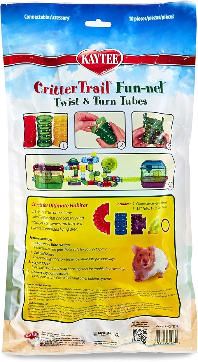 Kaytee CritterTrail Fun-nel Twist & Turn Small Animal Habitat Tubes (Pack of 2)