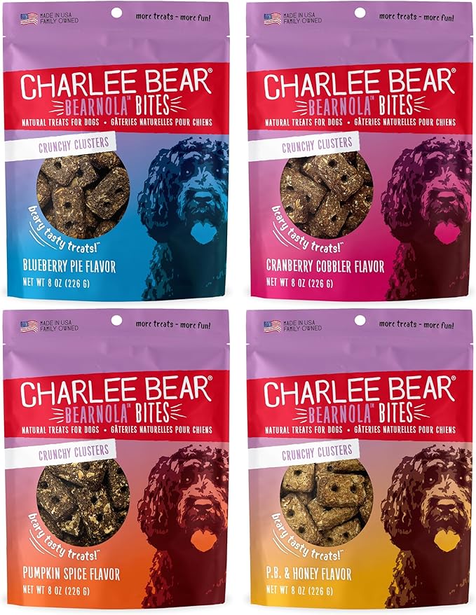 Charlee Bear Grain Free Meaty Bites Freeze Dried Dog Treats with Probiotics, Puppy Training Snacks, Soft Dog Bites Beef Liver with Apple, 2.25 oz Bags (2), Made USA