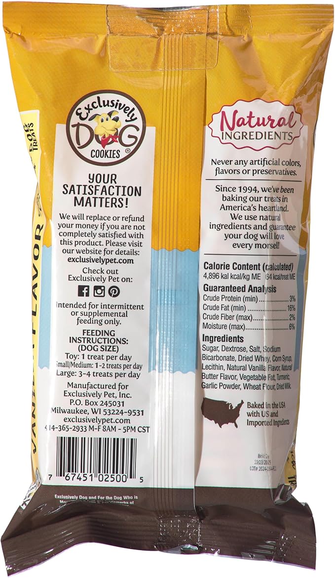 Exclusively Dog Cookies Sandwich Cremes Vanilla Flavor Dog Treats for Medium and Large Dogs, Natural and Made in The USA, 8 oz (Pack of 2)