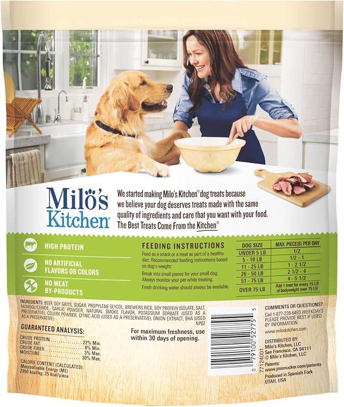 Milo's Kitchen Home-Style Dog Treats 100% Real Beef Sausage Slices With Rice 3 Oz.