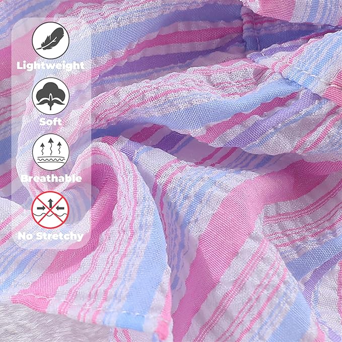 Pet Dog Harness Dress, Cute Striped Pattern with Bow, Princess Puppy Dresses with Button Closure, Summer Dog Clothes for Small Dogs Girl (Purple, Small)
