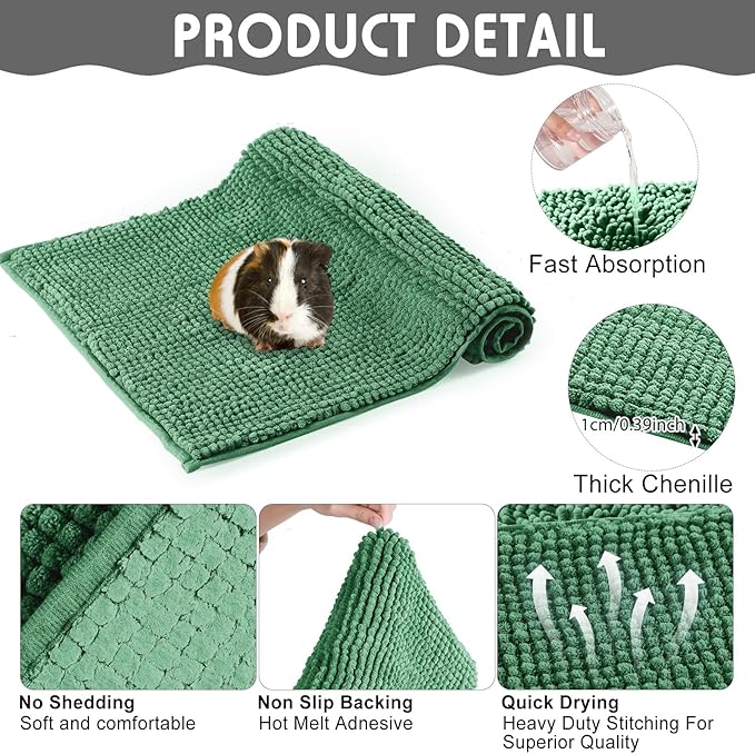 Amylove 4 Pcs Guinea Pig Cage Liner Washable Fleece Pee Pads Pet Dog Cat Bedding Training Mat for Small Animal Guinea Pig Puppy Bunny Hamster(16 x 24 Inch,Rectangular,Mixed Color)
