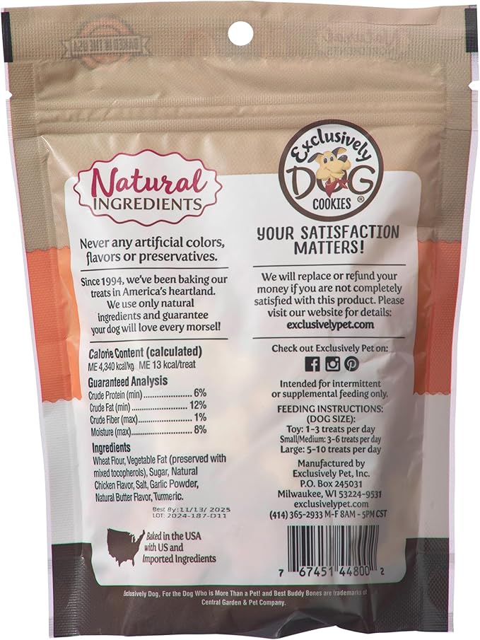 Exclusively Dog Best Buddy Bones Training Treats for Dogs and Puppies - All Natural, Baked in The USA, Ideal for Training & Agility, No Animal Byproducts - Chicken Flavor, 5.5oz Resealable Bag