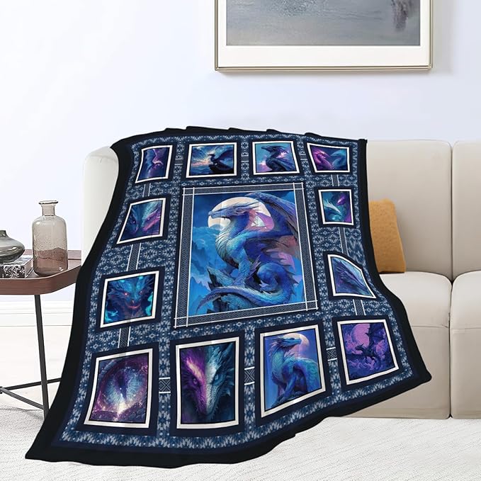 Dragon Throw Blanket Dragon Stuff Gifts for Kids Girls Boys Adults Women Men Soft Cozy Warm Plush Fluffy Fuzzy Fleece Blanket Decor 50''X60''