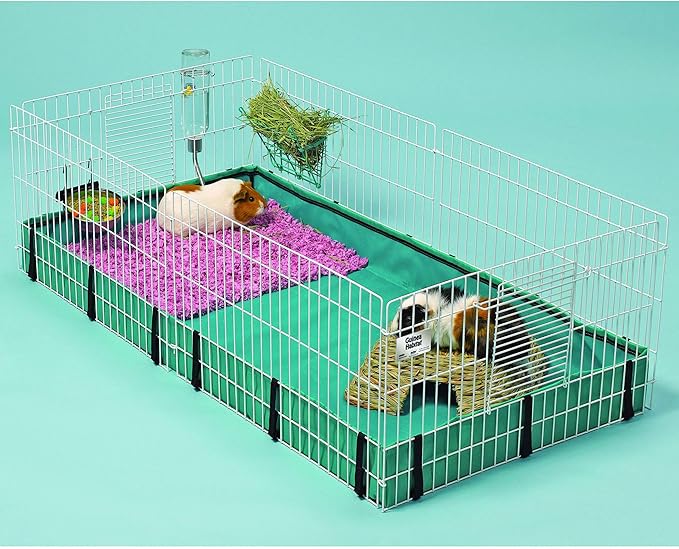 MidWest Homes for Pets Guinea Habitat Cage, Washable PVC Canvas Bottom, Secure Sides, Tool-Free Setup, Expandable Small Animal Cage for Guinea Pigs, 171GH